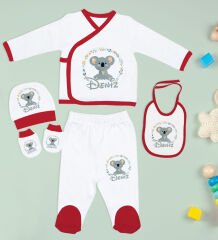 BK Kids Kişiye Özel 10 Parça Kırmızı Hastane Çıkışı Battaniye ve Yastık Hediye Seti, Yeni Doğan Bebek Giyim Hediyesi-29