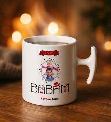 BK Gift Kişiye Özel Fotoğraflı Babalar Günü Tasarımlı Hammer Kulplu Beyaz Kupa Bardak-2, Babalar Günü Hediyesi, Babalara Hediye