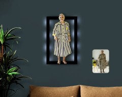 Kişiye Özel Tam Boy Büyükanne Karikatürlü 3D Led Işıklı Ahşap Tablo-1