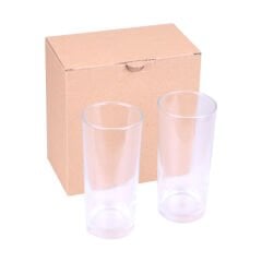 Sublimasyon İkili Şeffaf Rakı Bardağı - Kraft Kutulu