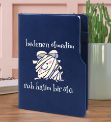 BK Gift Ruh Halim Bir Ölü Tasarımlı Lacivert Termo Deri Not Defteri 15x21cm-1