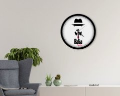 Kişiye Özel Godfather Baba Tasarımlı 45cm Ahşap Duvar Saati-7