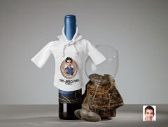 BK Gift Kişiye Özel Karikatürlü Mini Beyaz İçki Şişesi Tişörtü , Ev Bar Dekoru, Viski, Şarap, Votka, Rakı Şişesi Tişörtü, Ev Barı-14
