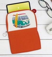 BK Gift Klasik Araç Tasarımlı Taşınabilir Koruyucu Tablet Kılıfı & Organizer Çanta - Turuncu-3