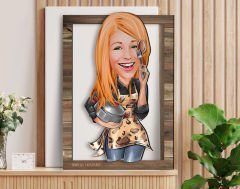 BK Gift Kişiye Özel Kadın Aşçı Karikatürlü 3D Ahşap Tablo, Sevgiliye Hediye, Arkadaşa Hediye, Yıl Dönümü Hediyesi, Doğum Günü Hediyesi-2
