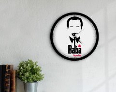Kişiye Özel Godfather Baba Tasarımlı 45cm Ahşap Duvar Saati-8