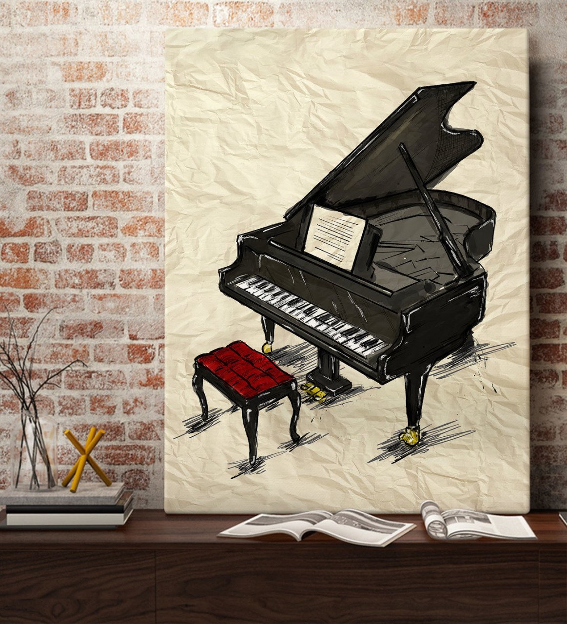 BK Gift Piyano Tasarımlı Kanvas Tablo 70x100cm-1