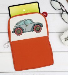 BK Gift Klasik Araç Tasarımlı Taşınabilir Koruyucu Tablet Kılıfı & Organizer Çanta - Turuncu-4