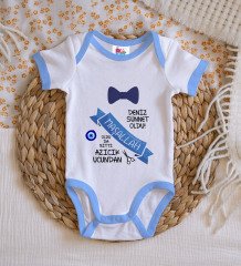 BK Kids Kişiye Özel Mavi Bebek Body Zıbın - Model 99