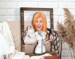 BK Gift Kişiye Özel Kadın Aşçı Karikatürlü 3D Ahşap Tablo, Sevgiliye Hediye, Arkadaşa Hediye, Yıl Dönümü Hediyesi, Doğum Günü Hediyesi-3