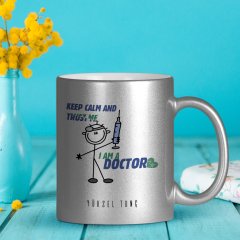 Kişiye Özel Mesleki Doktor Gümüş Yaldızlı Kupa Bardak - 3