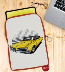 BK Gift Klasik Araç Tasarımlı Taşınabilir Koruyucu Tablet Kılıfı & Organizer Çanta - Turuncu-5