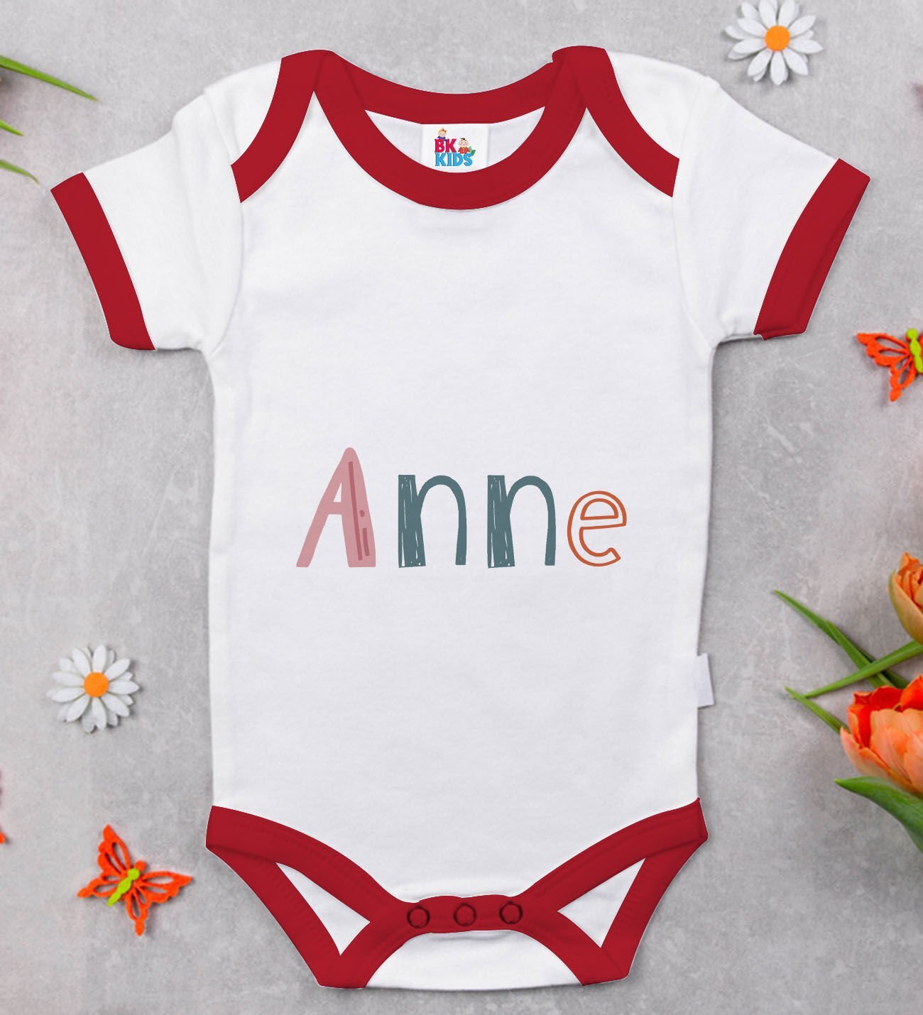 BK Kids Anne Tasarımlı Kırmızı Bebek Body Zıbın-1