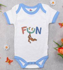 BK Kids Fun Tasarımlı Mavi Bebek Body Zıbın-2