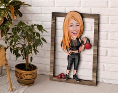 BK Gift Kişiye Özel Kadın Fitness Karikatürlü 3D Ahşap Tablo, Sevgiliye Hediye, Arkadaşa Hediye, Yıl Dönümü Hediyesi, Doğum Günü Hediyesi-1