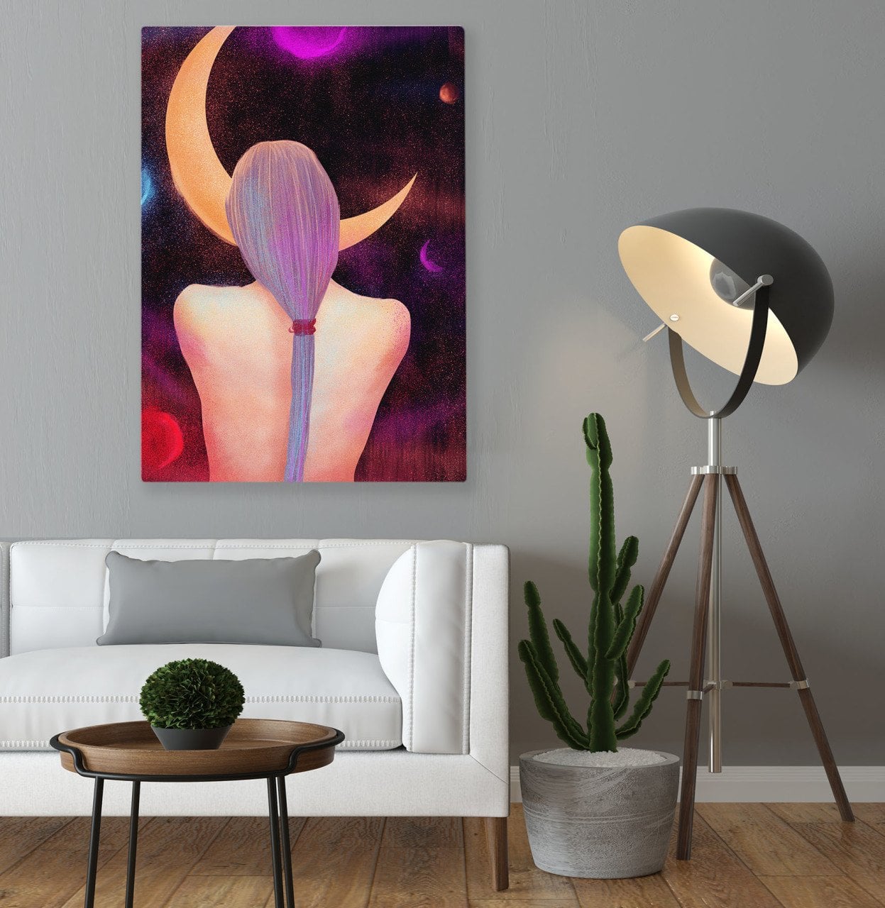 BK Home Ay ve Kadın Modern Sanat Tasarımlı Kanvas Tablo 50x70cm