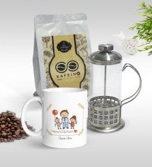 Kişiye Özel Dünyanın En İyi Babası Tasarımlı Kupa & French Press & 250gr Filtre Kahve Hediye Seti-8