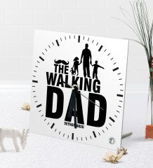 Kişiye Özel The Walking Dad Masaüstü Kare Cam Saat-1