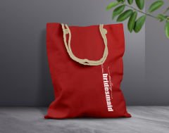 BK Gift Kişiye Özel Bride Temalı Kırmızı Halat Saplı Kumaş Bez Çanta-1, Baskılı Omuz Çantası, Alışveriş Çantası, Arkadaşa Hediye