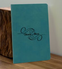 BK Gift Kişiye Özel İsimli Turkuaz Defter ve Cam Matara Hediye Seti-3, Sevgiliye Hediye, Arkadaşa Hediye, Yeni İş Hediyesi