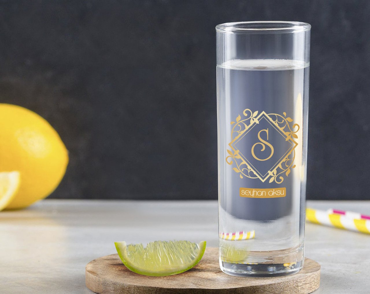 Kişiye Özel Renkli Baskılı İsimli Vodka Bardağı-15
