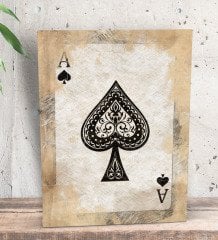 BK Gift İskambil Maça As Tasarımlı Dekoratif Mini Kanvas Tablo 15x20cm-1