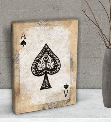 BK Gift İskambil Maça As Tasarımlı Dekoratif Mini Kanvas Tablo 15x20cm-1