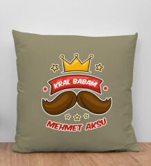 BK Gift Kişiye Özel İsimli Babalar Günü Tasarımlı Haki Kırlent Yastık-5, Babaya Hediye, Ev Dekorasyonu, Babalar Günü Hediyesi
