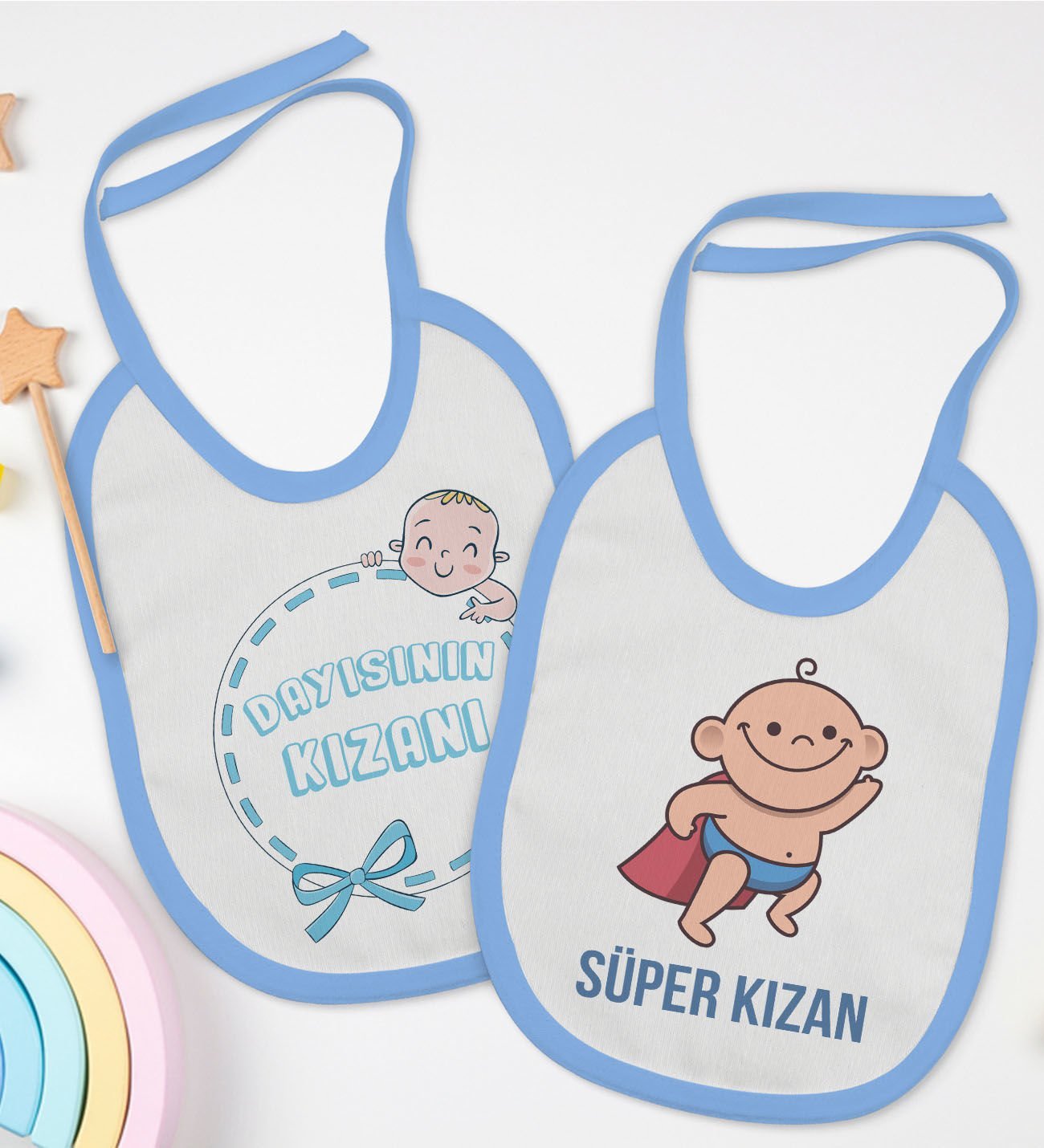 BK Kids Dayısının Kızanı ve Süper Kızan Tasarımlı 2’li Mavi Mama Önlüğü-1