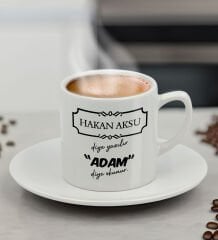 BK Gift Kişiye Özel Adam Diye Okunur Tasarımlı Türk Kahvesi Fincanı, Arkadaşa Hediye, Sevgiliye Hediye