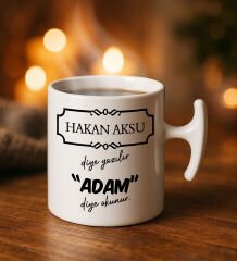 BK Gift Kişiye Özel İsimli Hammer Kulplu Beyaz Kupa Bardak-1, Arkadaşa Hediye, Sevgiliye Hediye, Doğum Günü Hediyesi