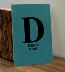 BK Gift Kişiye Özel İsimli Turkuaz Defter ve Cam Matara Hediye Seti-5, Sevgiliye Hediye, Arkadaşa Hediye, Yeni İş Hediyesi