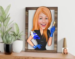 BK Gift Kişiye Özel Kadın Güzellik Uzmanı Karikatürlü 3D Ahşap Tablo, Sevgiliye Hediye, Arkadaşa Hediye, Yıl Dönümü Hediyesi, Doğum Günü Hediyesi-2