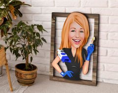 BK Gift Kişiye Özel Kadın Güzellik Uzmanı Karikatürlü 3D Ahşap Tablo, Sevgiliye Hediye, Arkadaşa Hediye, Yıl Dönümü Hediyesi, Doğum Günü Hediyesi-2
