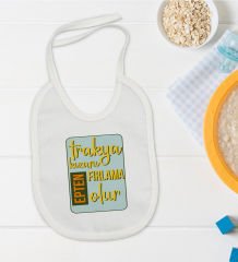 BK Kids Trakya Kızanı Tasarımlı Beyaz Bebek Mama Önlüğü-3