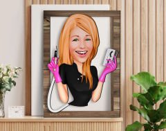BK Gift Kişiye Özel Kadın Güzellik Uzmanı Karikatürlü 3D Ahşap Tablo, Sevgiliye Hediye, Arkadaşa Hediye, Yıl Dönümü Hediyesi, Doğum Günü Hediyesi-3