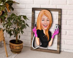 BK Gift Kişiye Özel Kadın Güzellik Uzmanı Karikatürlü 3D Ahşap Tablo, Sevgiliye Hediye, Arkadaşa Hediye, Yıl Dönümü Hediyesi, Doğum Günü Hediyesi-3
