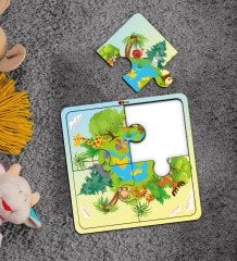 BK Toys Çocuklar İçin Eğitici-Öğretici Ahşap 4 Parça Yapboz Puzzle (6 Adet) - Model 2