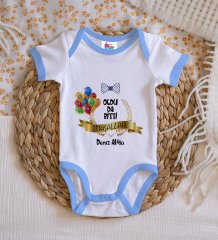 BK Kids Kişiye Özel Mavi Bebek Body Zıbın - Model 100