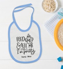 BK Kids Kişiye Özel Mavi Bebek Mama Önlüğü - Model 3