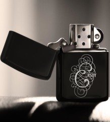 Kişiye Özel E Harfli Benzinli Siyah Metal Çakmak (Model 3)