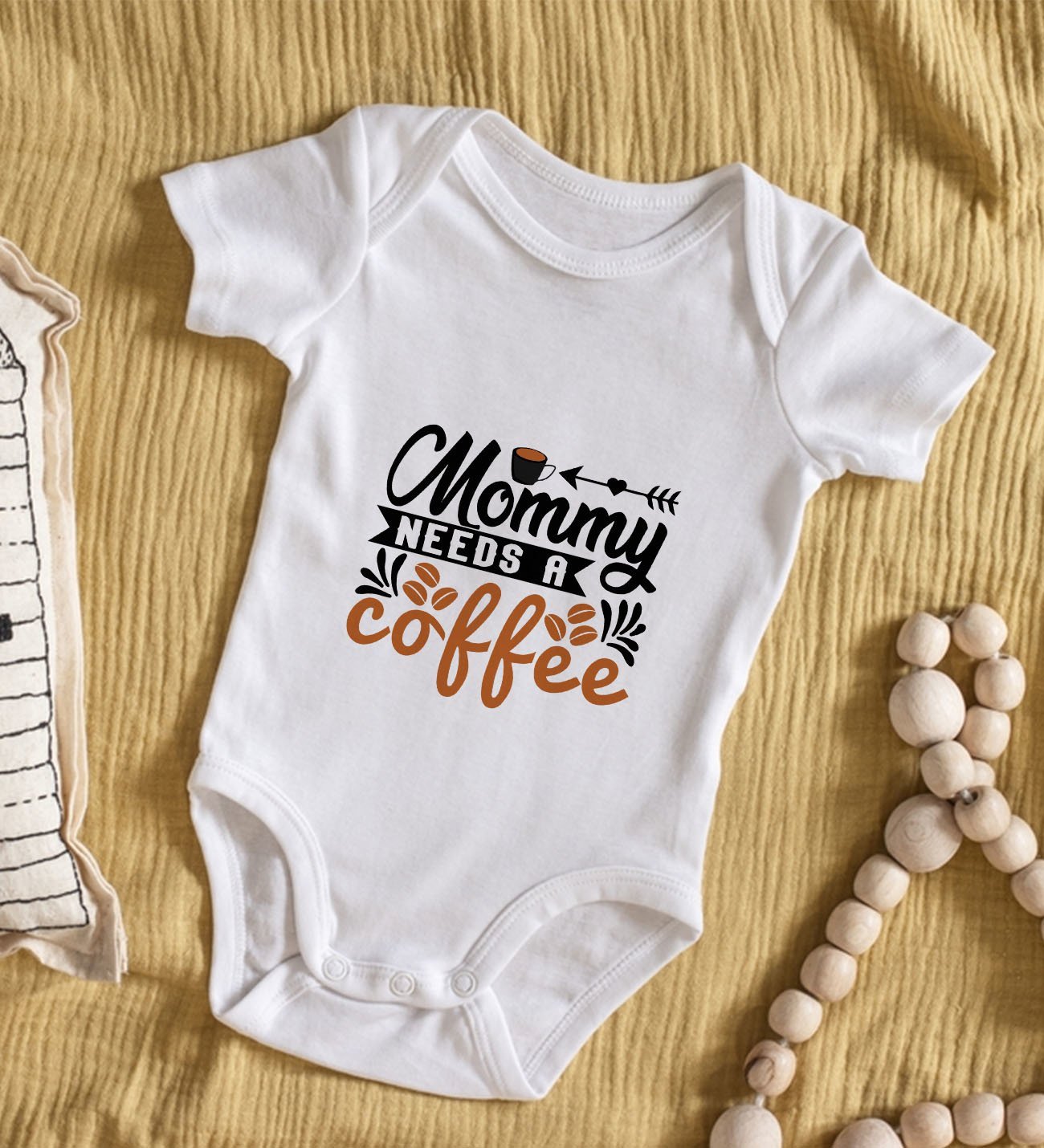 BK Kids Mommy Need's Coffe Tasarımlı Bebek Body Zıbın - Model 1