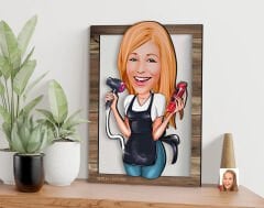 BK Gift Kişiye Özel Kadın Kuaför Karikatürlü 3D Ahşap Tablo, Sevgiliye Hediye, Arkadaşa Hediye, Yıl Dönümü Hediyesi, Doğum Günü Hediyesi-3