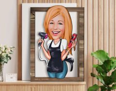 BK Gift Kişiye Özel Kadın Kuaför Karikatürlü 3D Ahşap Tablo, Sevgiliye Hediye, Arkadaşa Hediye, Yıl Dönümü Hediyesi, Doğum Günü Hediyesi-3