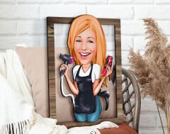 BK Gift Kişiye Özel Kadın Kuaför Karikatürlü 3D Ahşap Tablo, Sevgiliye Hediye, Arkadaşa Hediye, Yıl Dönümü Hediyesi, Doğum Günü Hediyesi-3