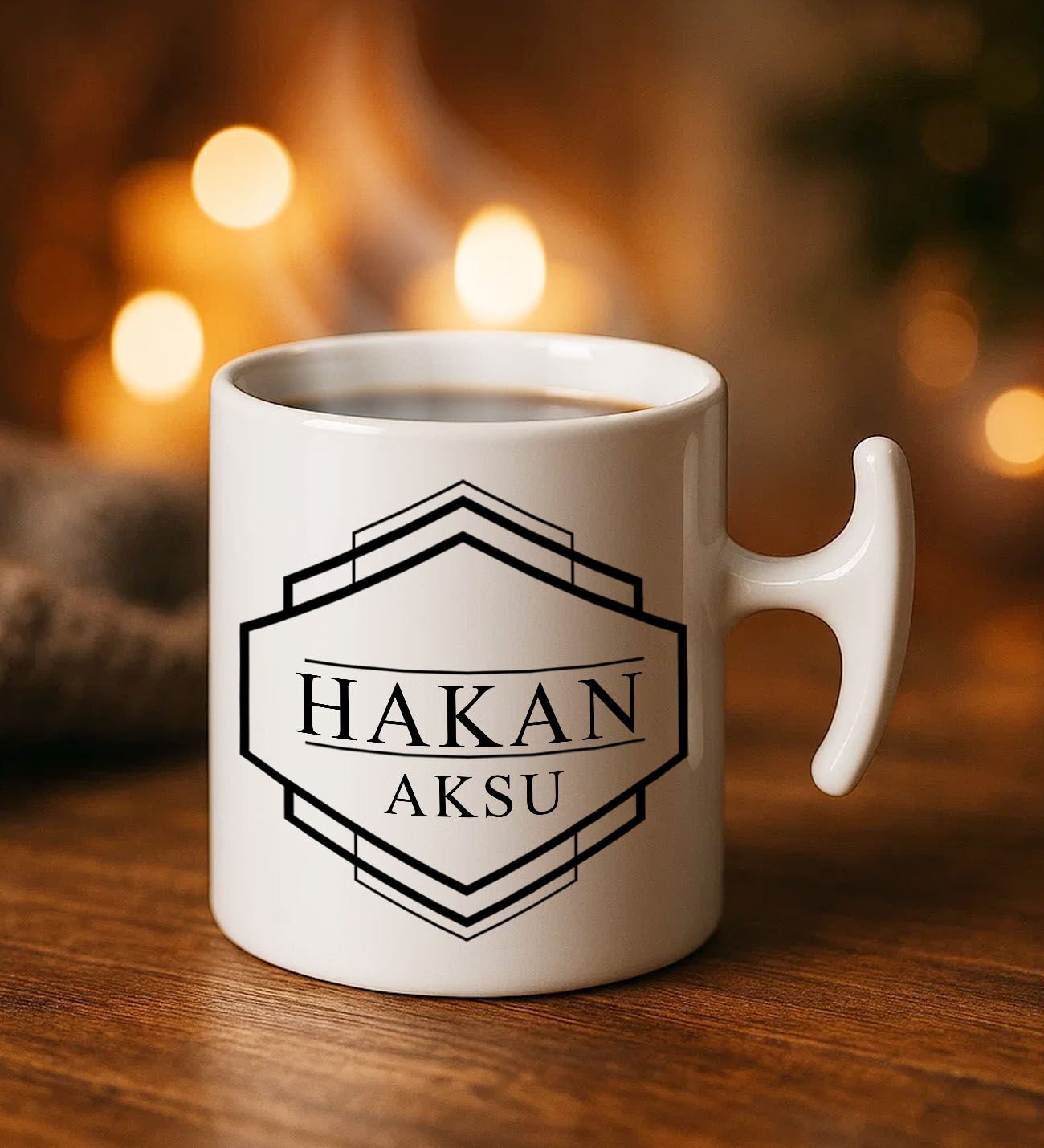 BK Gift Kişiye Özel İsimli Hammer Kulplu Beyaz Kupa Bardak-6, Arkadaşa Hediye, Sevgiliye Hediye, Doğum Günü Hediyesi