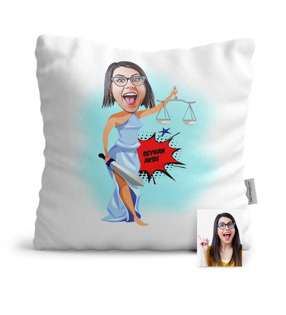 Kişiye Özel Avukat Karikatür Saten Yastık - 1