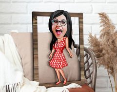 BK Gift Kişiye Özel Kadın Karikatürlü 3D Ahşap Tablo, Sevgiliye Hediye, Arkadaşa Hediye, Yıl Dönümü Hediyesi, Doğum Günü Hediyesi-10