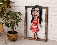 BK Gift Kişiye Özel Kadın Karikatürlü 3D Ahşap Tablo, Sevgiliye Hediye, Arkadaşa Hediye, Yıl Dönümü Hediyesi, Doğum Günü Hediyesi-10