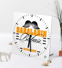 Kişiye Özel Babaların Babası Masaüstü Kare Cam Saat-2
